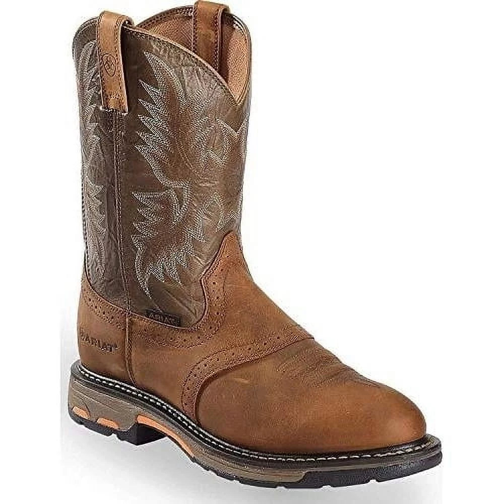 Stylish ARIAT WORK Mens 10" WorkHog Soft Toe Pull-On Work Boot Aged Bark - 10001188 AGED BARK