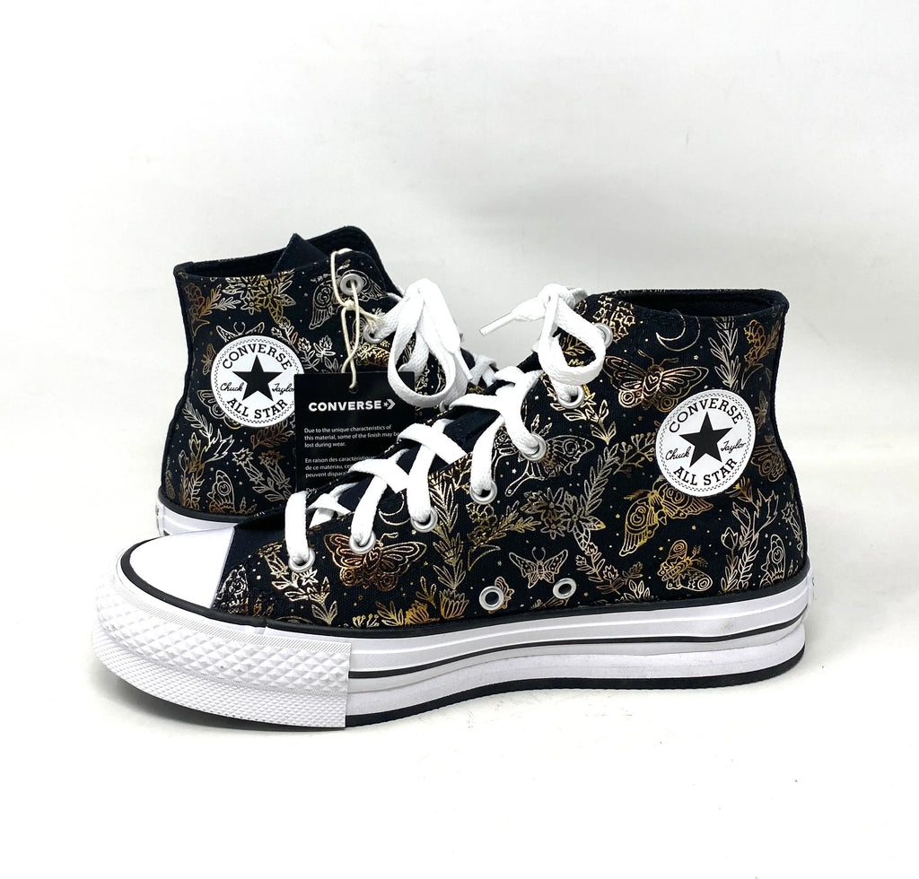 Converse CTAS Lift Platform High Top Black Women's Kids Canvas Sneakers A01511C - Exclusive Design