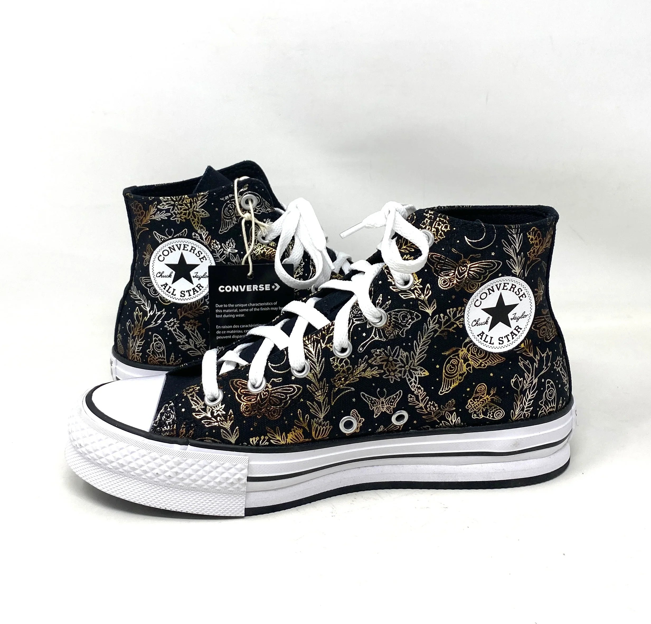 Converse CTAS Lift Platform High Top Black Women's Kids Canvas Sneakers A01511C - Exclusive Design