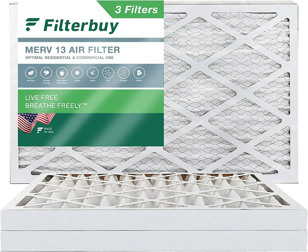 Filterbuy 8x24x2 MERV 13 Pleated HVAC AC Furnace Air Filters (3-Pack) - Exclusive Design