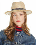 Ferrucchio Vecchi Womens Raffia Hand-Woven Trilby Hat W/ Multi-Trim Natural $108 - Exclusive Design