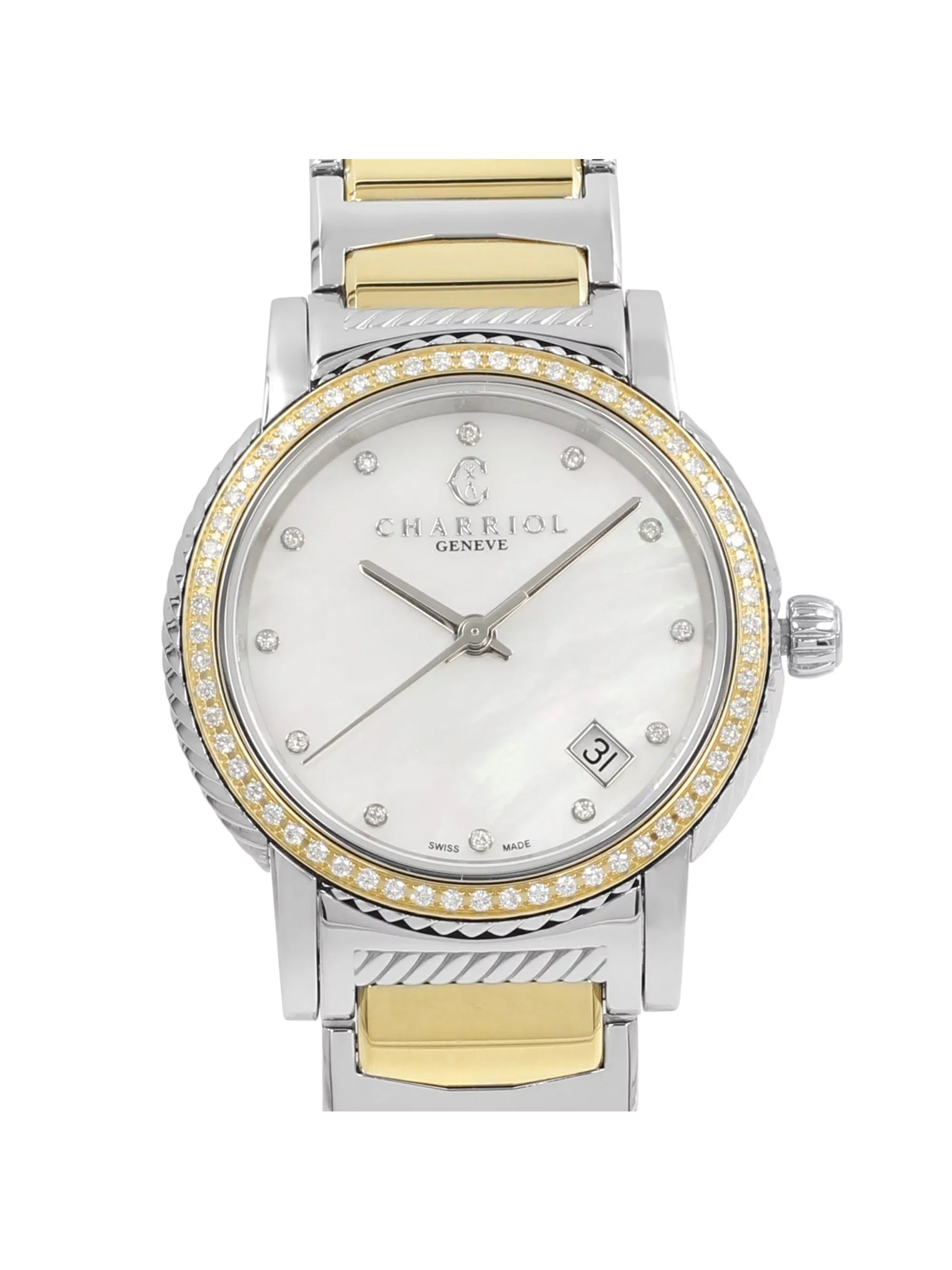 Charriol Parisii MOP 0.40cttw Two Tone Steel Quartz Ladies Watch P33SY2D.921.001 - Exclusive Design