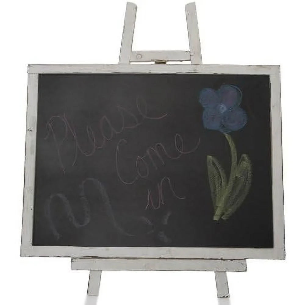 Stylish Wooden Chalkboard With Easel, Worn White