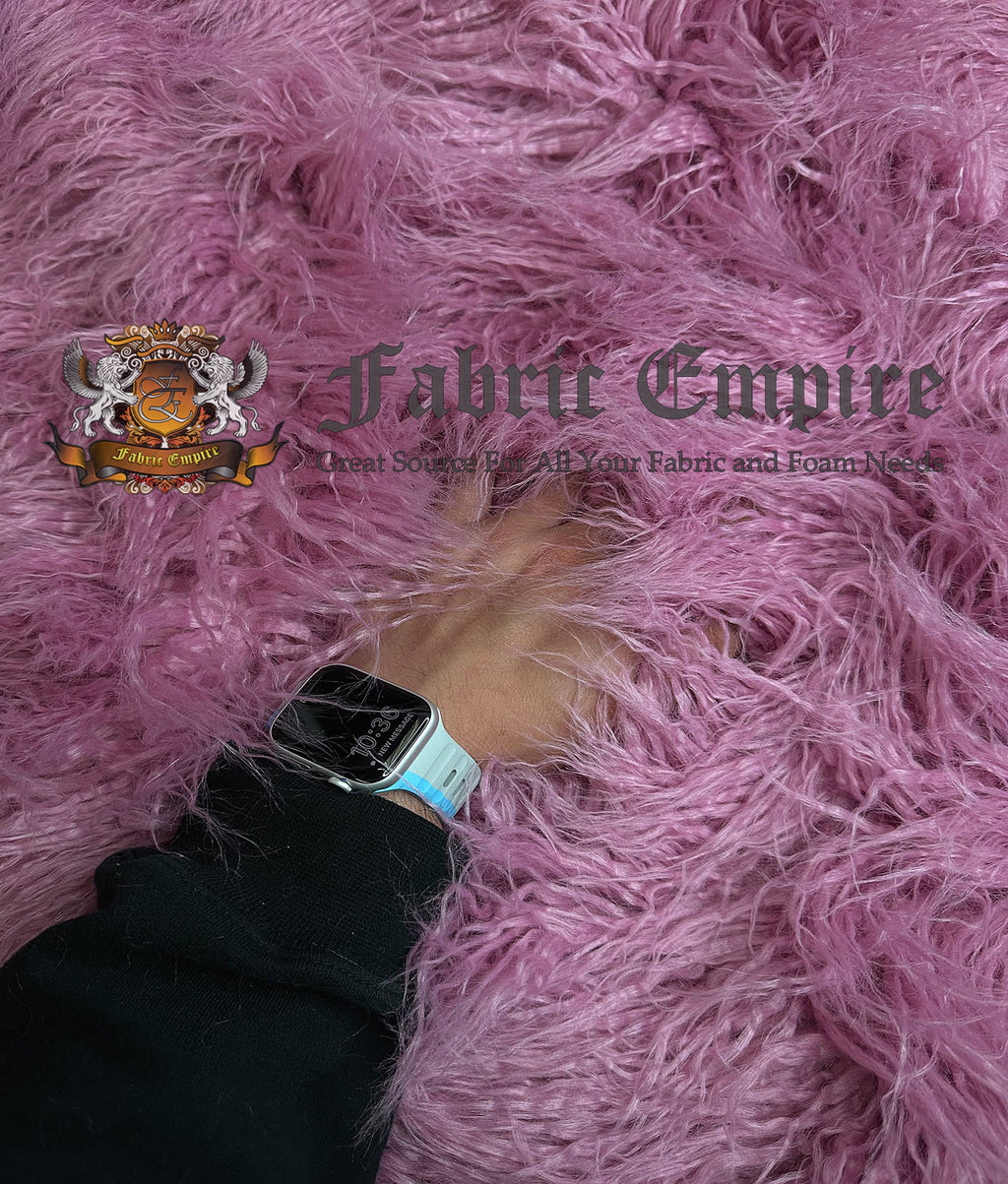 Stylish Faux Fake CURLY Yak FUR 3.5" LONG Pile Japanese Fire Retardant Yarn 2.3oz Per Yard / Craft, Sewing Cosplay 58" Wide Sold by Continuous Yard (Dusty Rose)