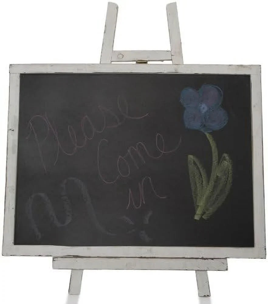 Stylish Wooden Chalkboard With Easel, Worn White