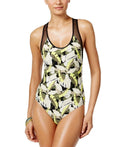 Vince Camuto Womens Black Printed Racerback One-Piece Swimsuit, 14 - Exclusive Design