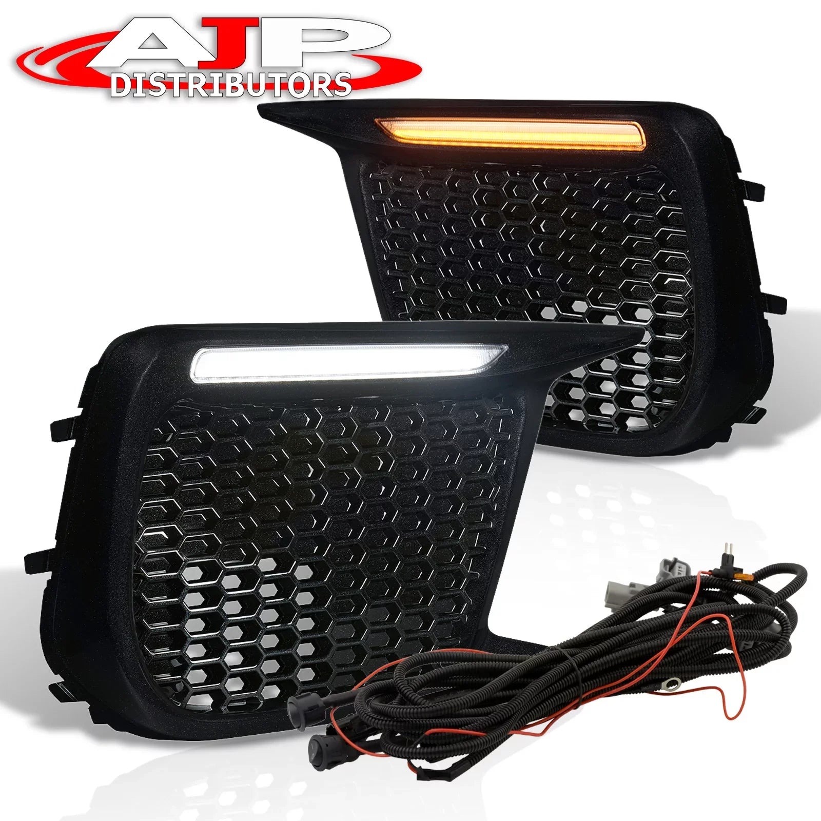 AJP Distributors Amber Sequential Switchback LED DRL Running Indicator Blinker Turn Signal Fog Lamps Lamps Bezel Kit Set Pair Compatible/Replacement For Subaru WRX STI 2018 2019 2020 2021 18 19 20 21