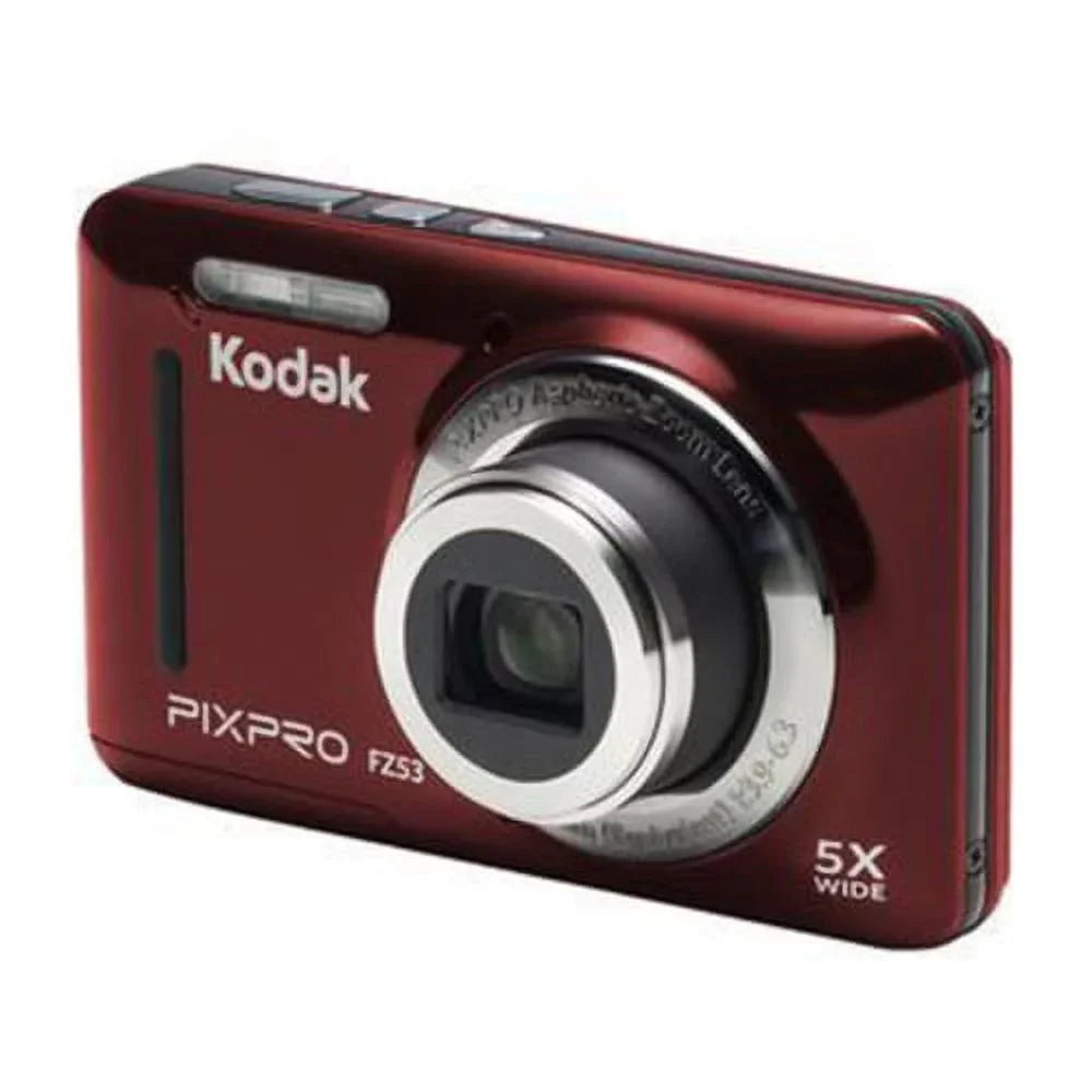 Stylish Kodak PIXPRO Friendly Zoom FZ53 Digital Camera (Red) with Case and Memory Card