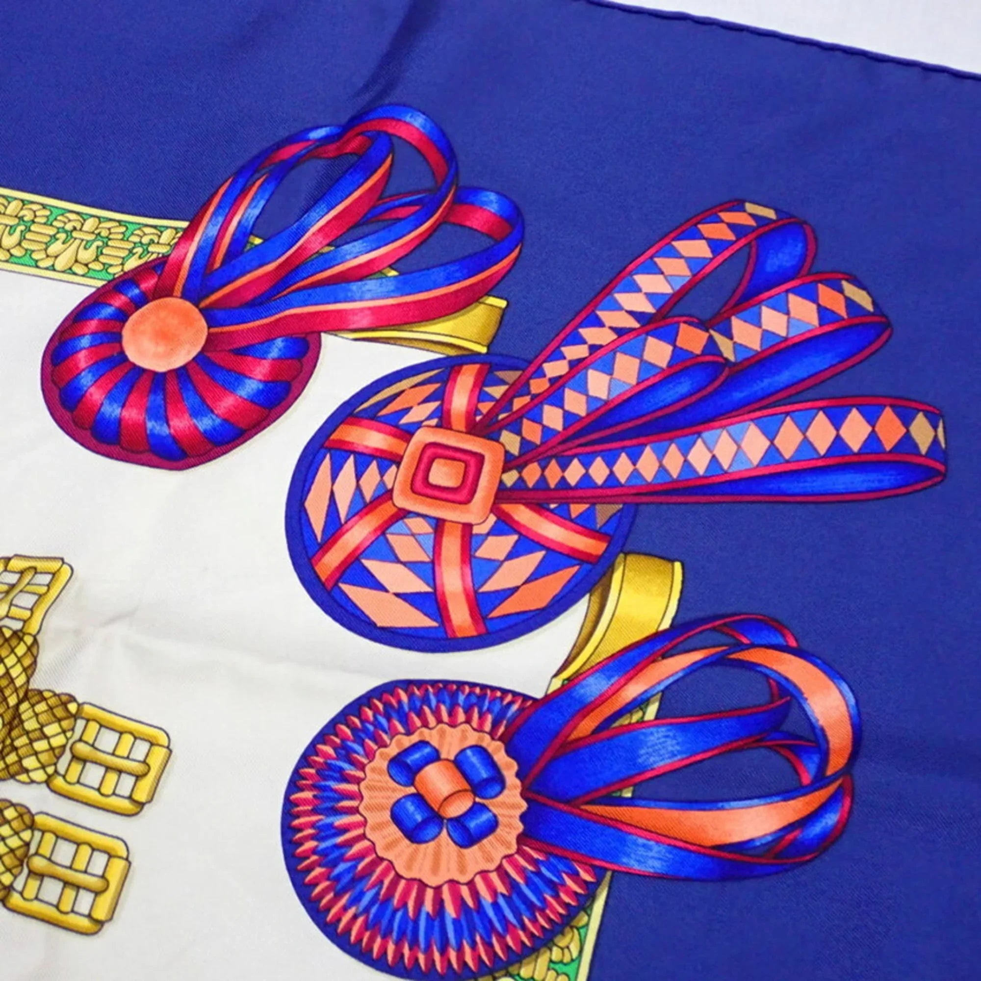 Pre-Owned HERMES Silk LESRUBANSDUCHEVAL Horse Ribbon Scarf Muffler (Good)