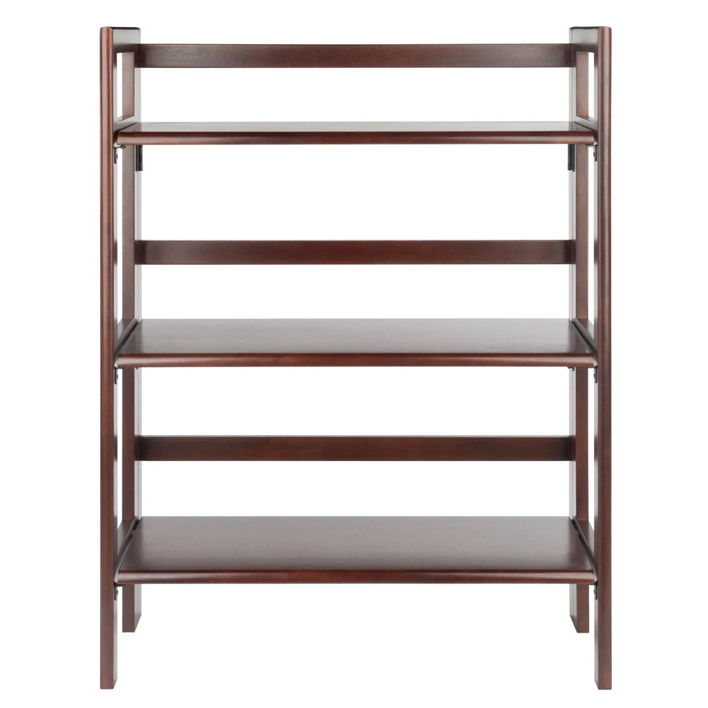 Stylish Winsome Wood Terry 3-Tier Foldable Shelf, Stackable, Walnut Finish