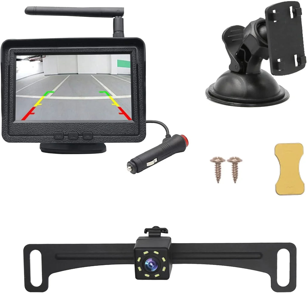 B-Qtech Wireless Backup Camera for Car, Waterproof Night Vision 170 Rear View Camera with 4.3"" LCD Monitor for Truck, RV