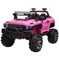Aosom 12V Kids Electric 2-Seater Ride On Police Car SUV Truck Toy with Parental Remote Control, Pink