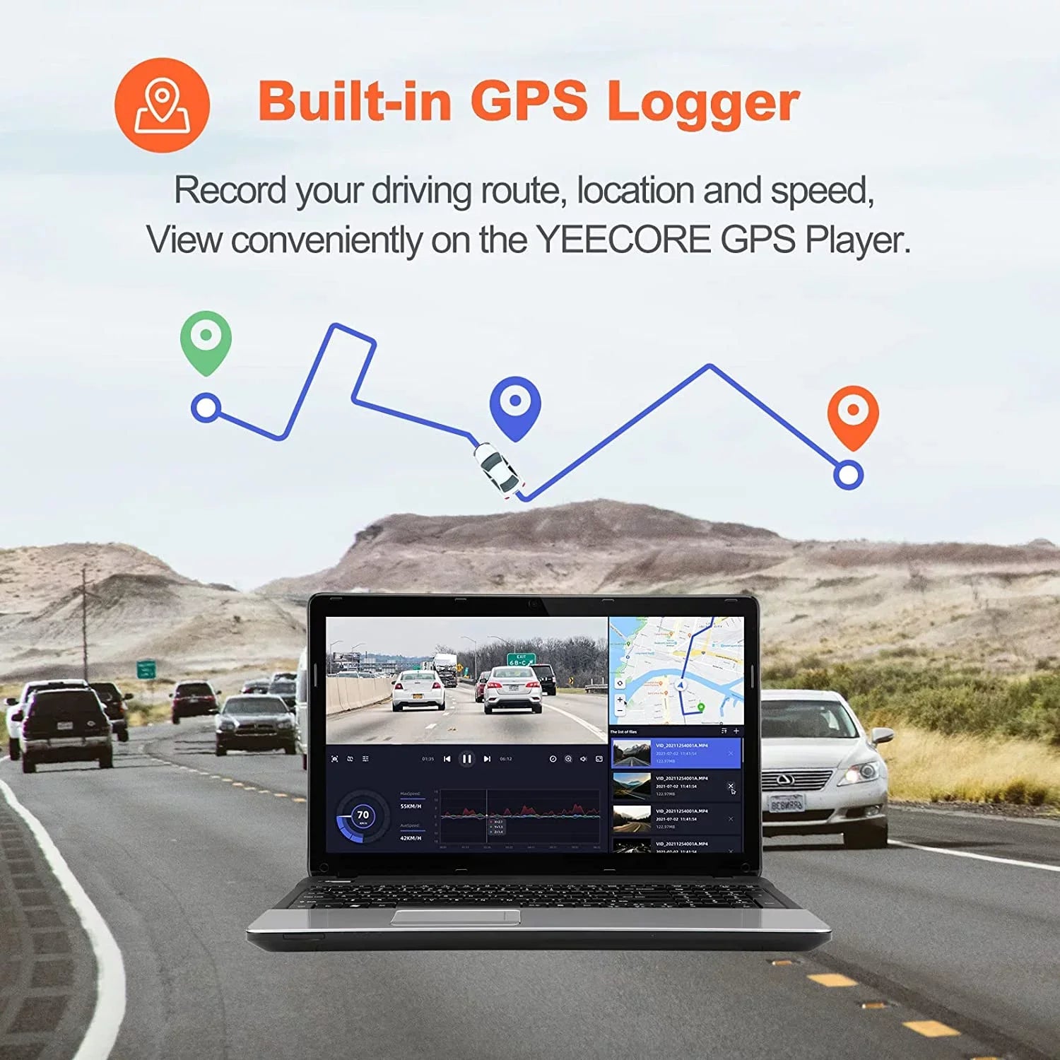 Yeecore 4K Dual Dash Cam 5G WiFi GPS, Real 4K+HDR 1080P Dash Cam Front and Rear, 3" LCD Super Night Vision, Parking Mode, Dash Camera for Cars with App, G-Sensor, Accident Record