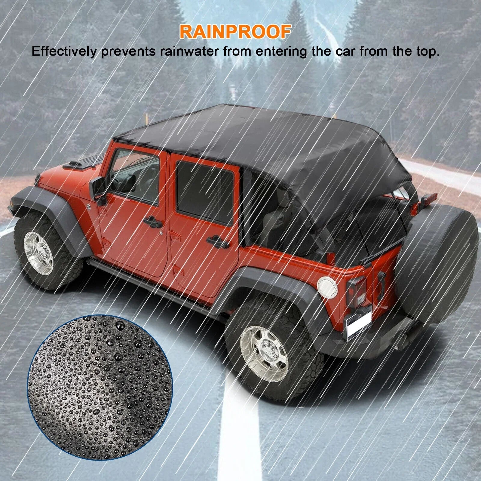 Stylish Soft Top Bikini Top Cover for Jeep Wrangler JK 2007-2017 2-Door Extended PU Leather Anti-UV Top Roof Black