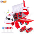 Stylish SHANNA Airplane Toy Fire Truck Playset with Music and Lights, Transformable Airplane Storage Cart, 3-6 Years Old Boys and Girls Birthday Christmas Gift (Red)