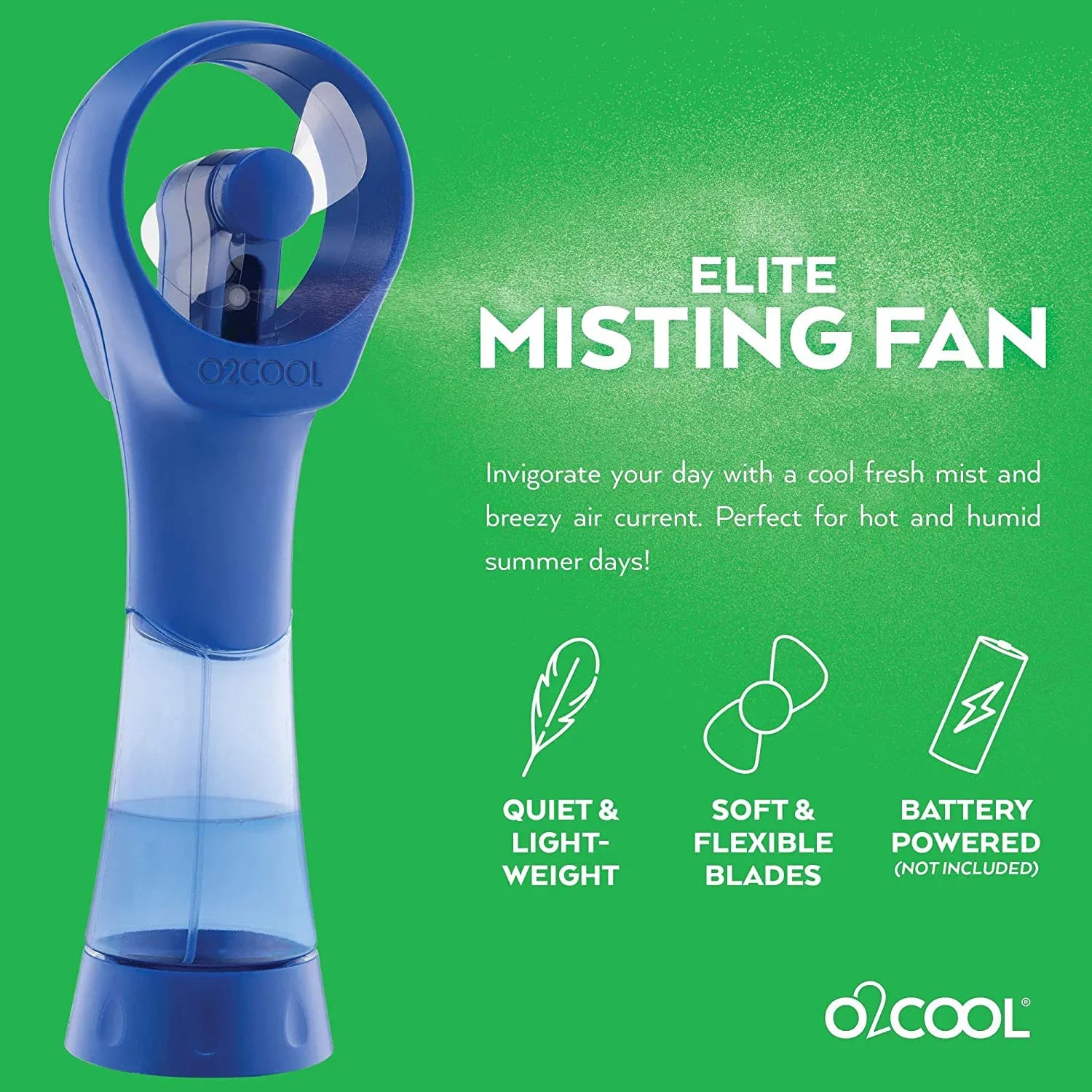 Stylish O2COOL 3.5 inch Elite Battery Powered handheld Misting Fan for Personal Cooling, Pink Raspberry, 2 Pack