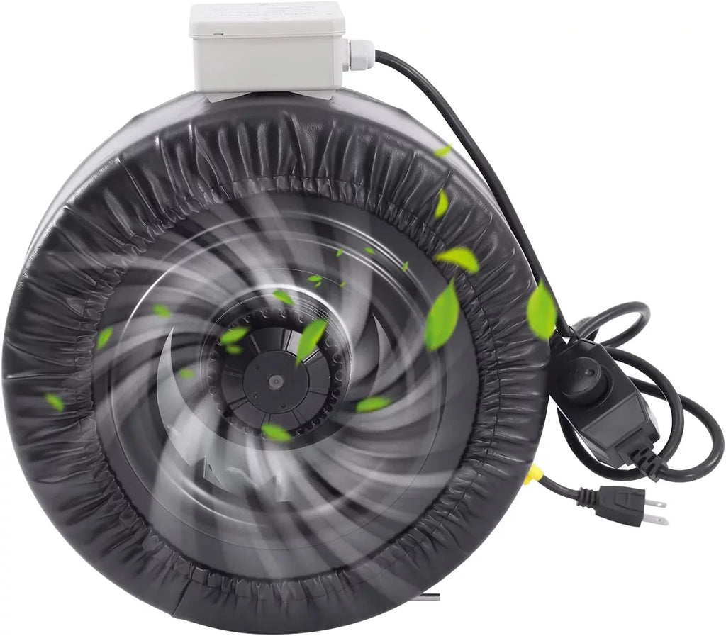 FETCOI Grow Tent Fan 8 Inch Inline Fan Industrial Grade Duct Exhaust Fan Combinable with HEPA Filter & Carbon Filter Powerful Booster Fanwith Speed Controller - Exclusive Design