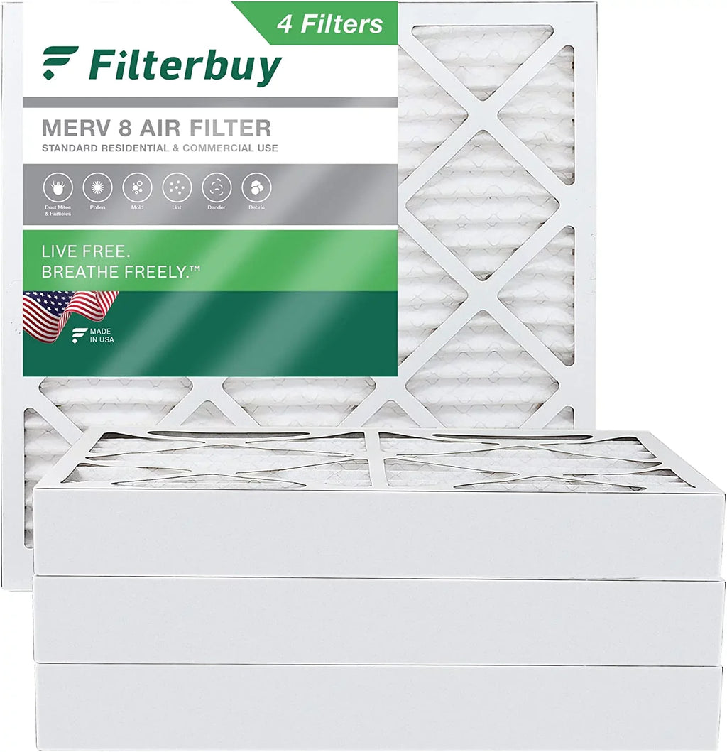 Filterbuy 14x14x4 MERV 8 Pleated HVAC AC Furnace Air Filters (4-Pack) - Exclusive Design