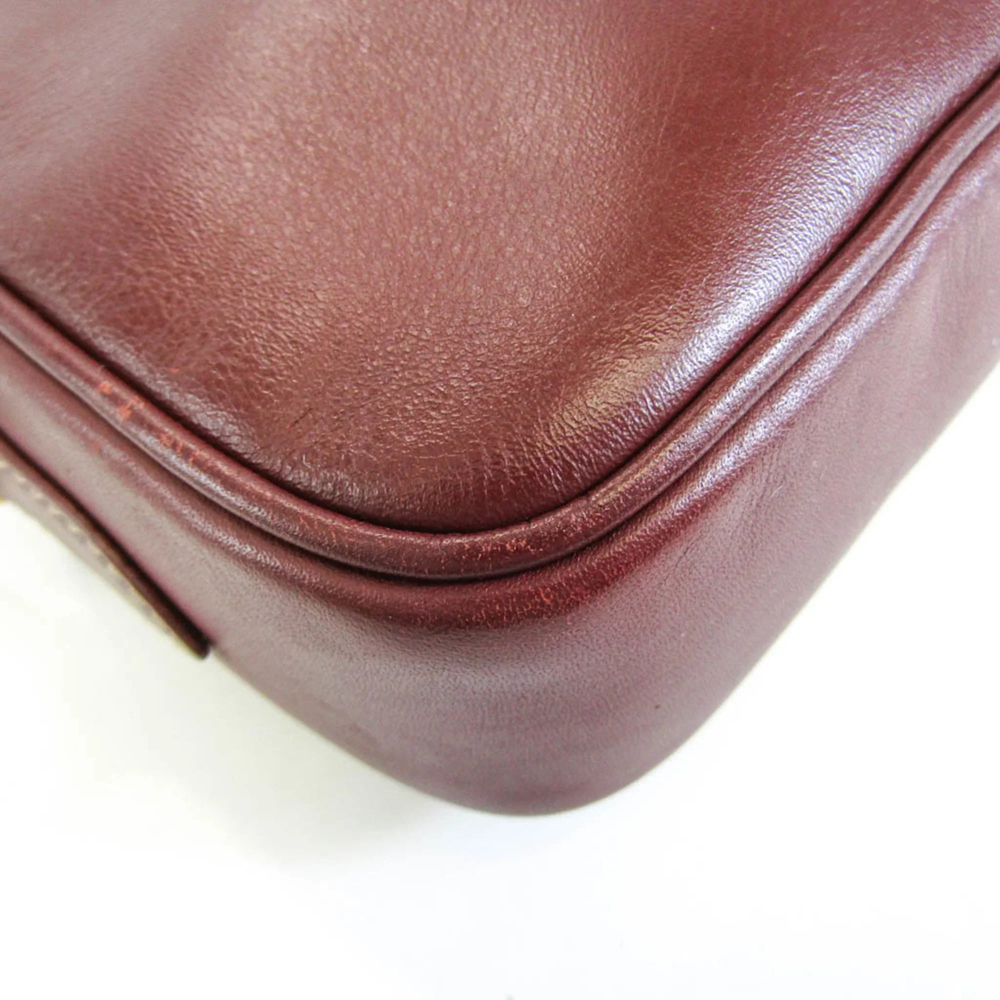 Stylish Pre-Owned Cartier Must Women's Leather Shoulder Bag Bordeaux (Good)