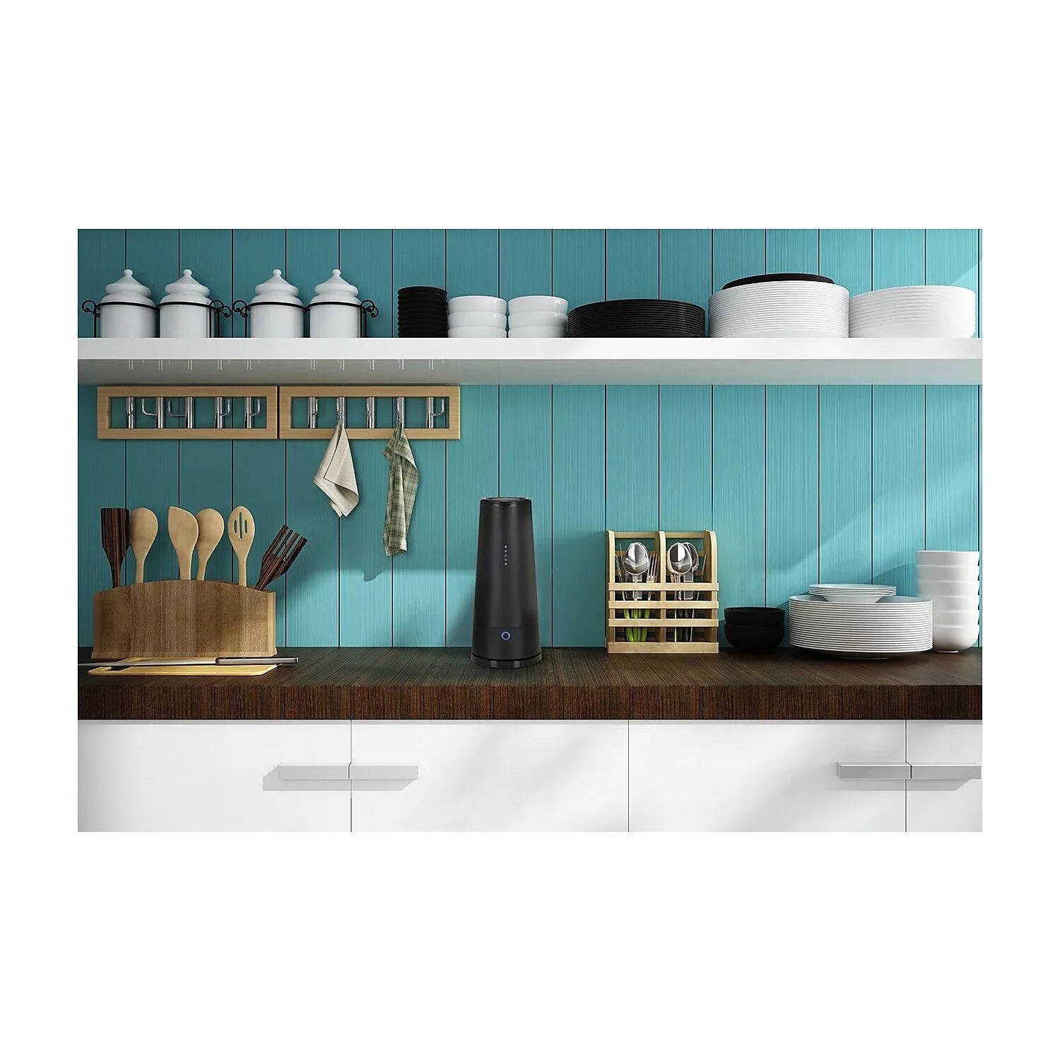 Stylish GermGuardian Tabletop UV-C Air Sanitizer with 2 Speeds Reduces Odors and Germs, GG3000BCA, Black