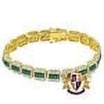 Emerald Green Baguette Real Genuine Yellow Gold Sterling Silver Simulated Diamond Tennis Link Bracelet 8.5'' Unisex 35+Grams