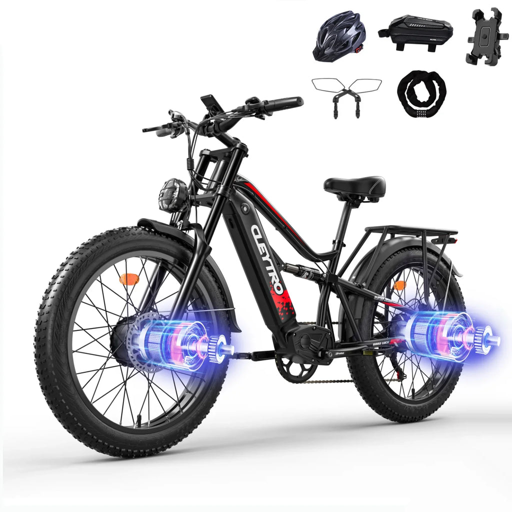 Adult Electric Bike 1500W Electric Bike, 52V 21Ah Removable Battery 26 Inch Fat Tire Off-Road Beach Mountain Electric Bike Full Suspension Dual Hydraulic Disc Brake Commuter Electric Bike 7-Speed Elec - Exclusive Design