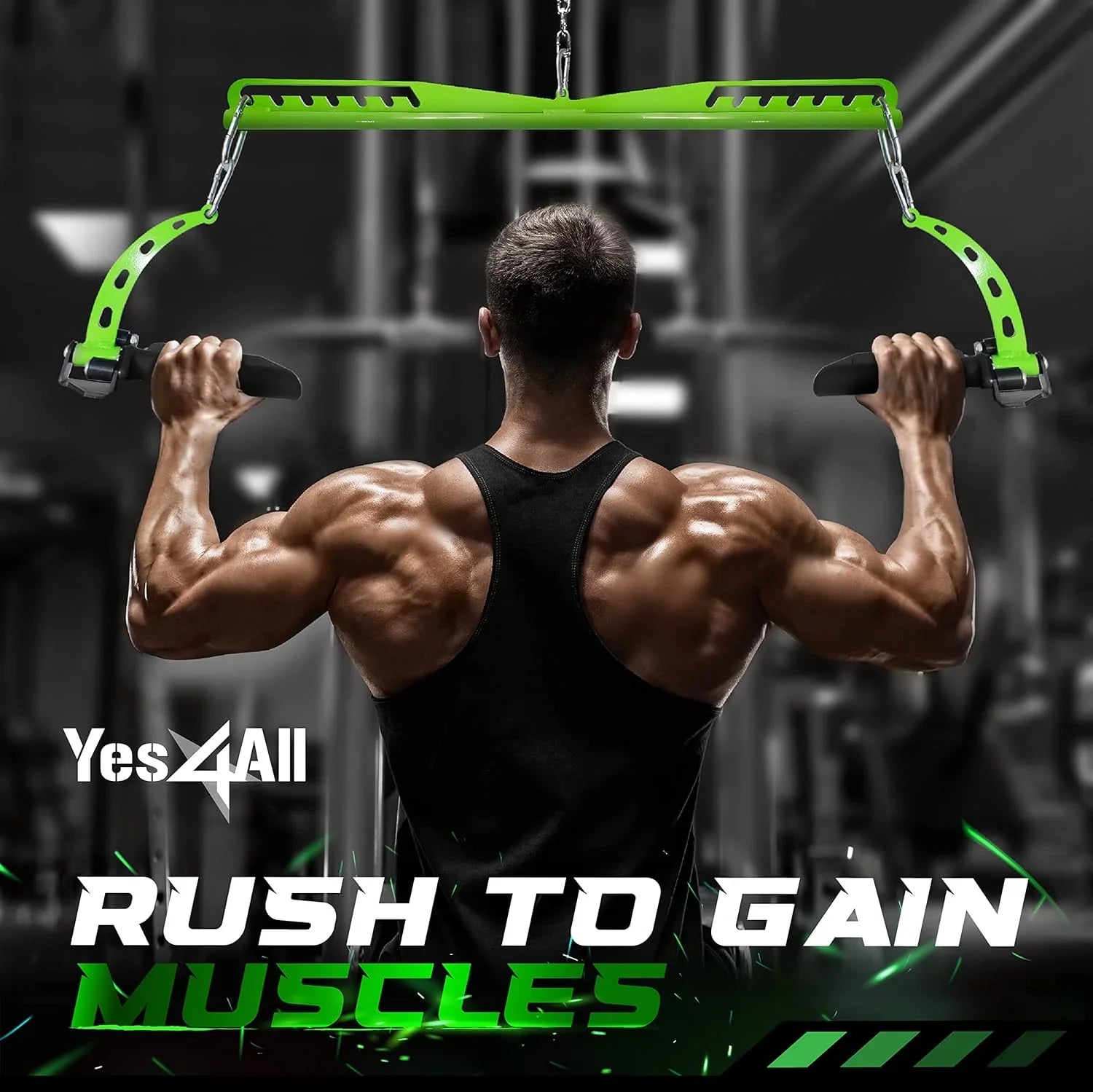Stylish Yes4All Neutral Multi-Grip Wide LAT Pulldown Attachments Bar/Spreader/Paddle Grip for Home Gym Cable Pulley System Machine