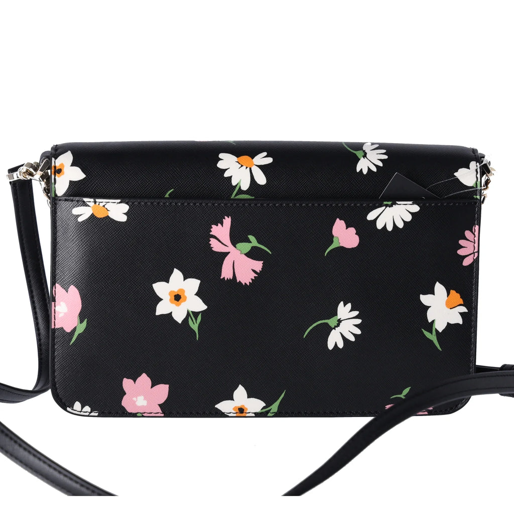 Kate Spade Madison Black Floral Waltz Flap Convertible Crossbody KF441 - Exclusive Design
