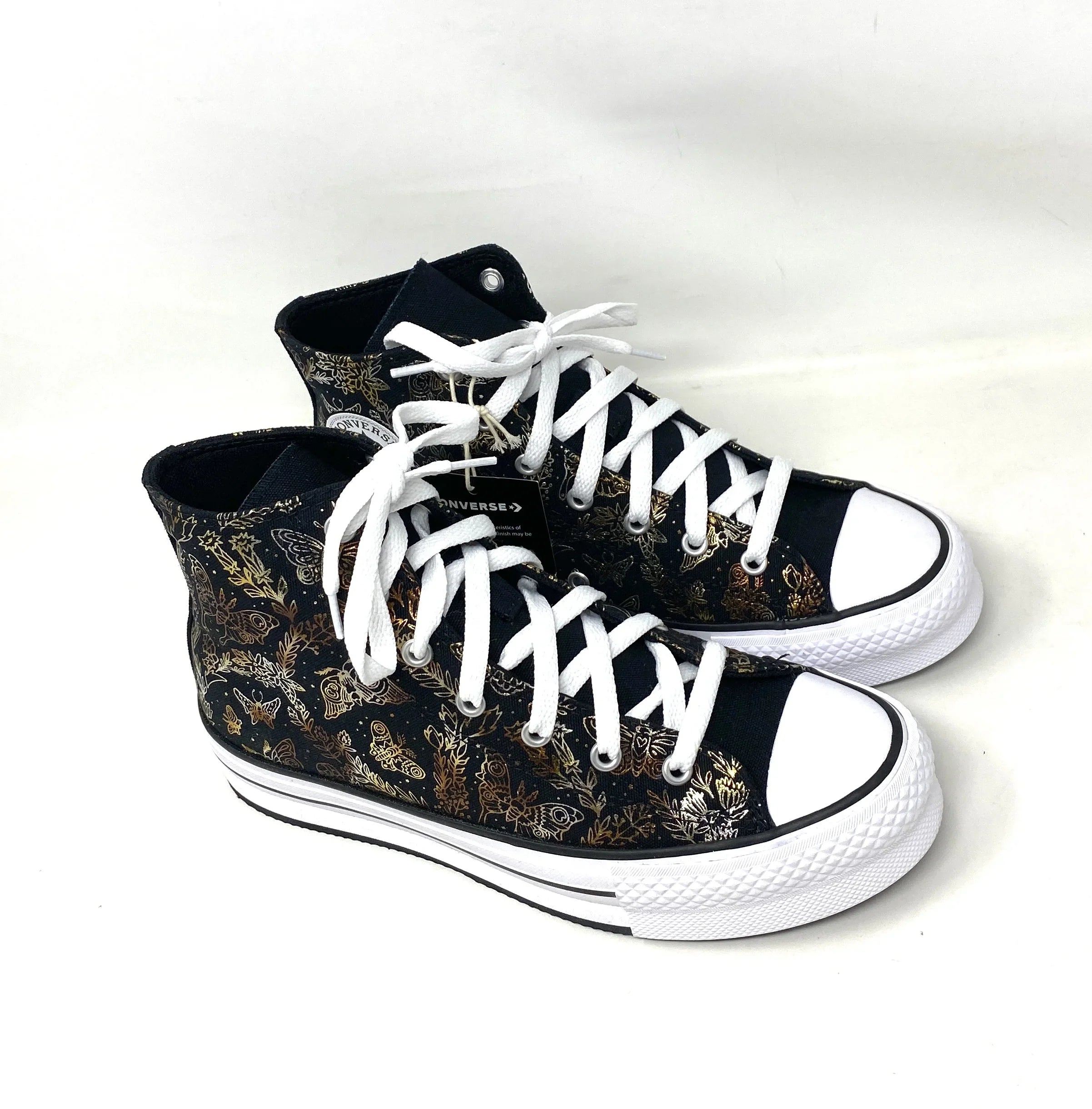Converse CTAS Lift Platform High Top Black Women's Kids Canvas Sneakers A01511C - Exclusive Design