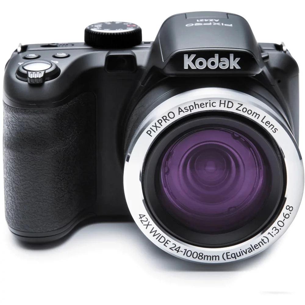 Stylish Kodak PIXPRO AZ421 Digital Camera (Black) + Extra Battery + 1 Yr Warranty - 16GB Kit