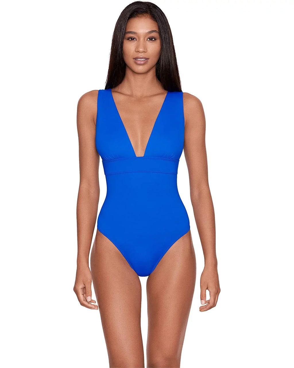 Ralph Lauren ROYAL Beach Club Solids Modern V-Neck One-Piece Swimsuit, US 16