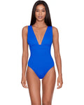 Ralph Lauren ROYAL Beach Club Solids Modern V-Neck One-Piece Swimsuit, US 16