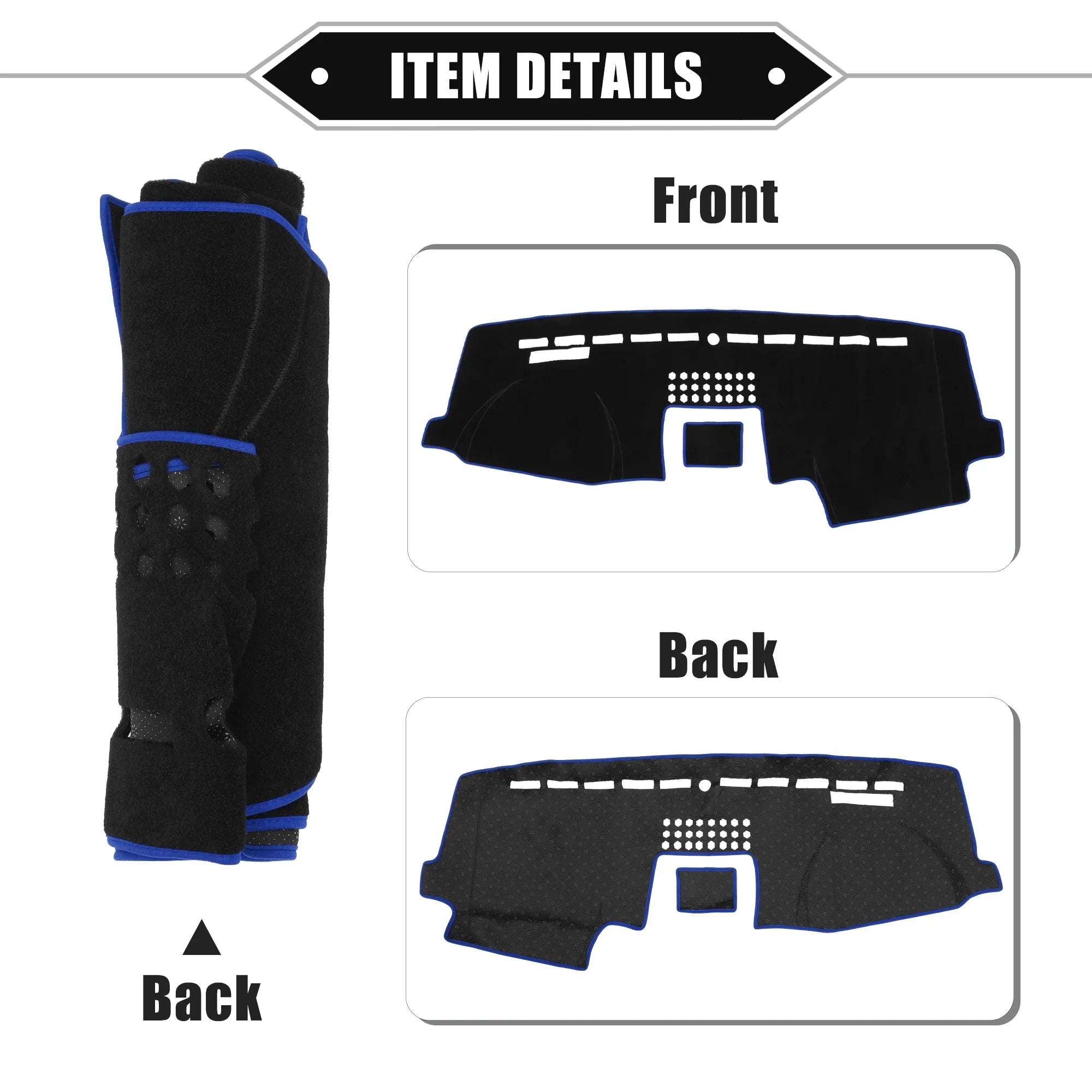 Unique Bargains Car Center Console Dashboard Cover Mat for Ford F150 2015-2020 Protective Polyester Black Blue