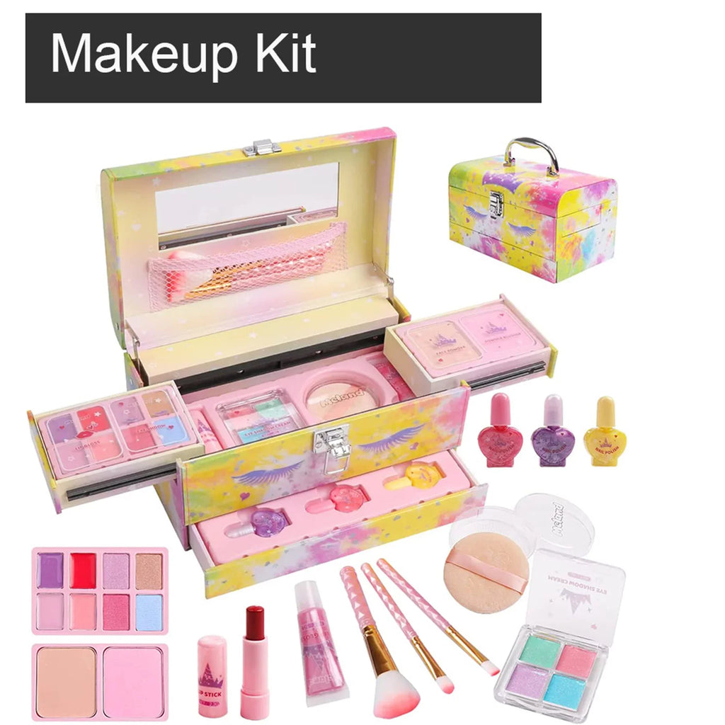 Little Girls Makeup Kit - Unicorn Real Washable Makeup Box with Palettes - Exclusive Design