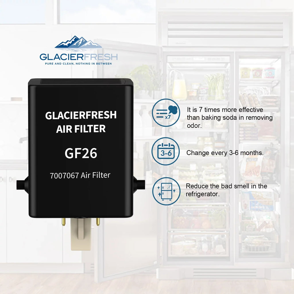 GLACIER FRESH Air Filter Replacement for Refrigerator 7007076 Air Filter, 3 Pack - Exclusive Design