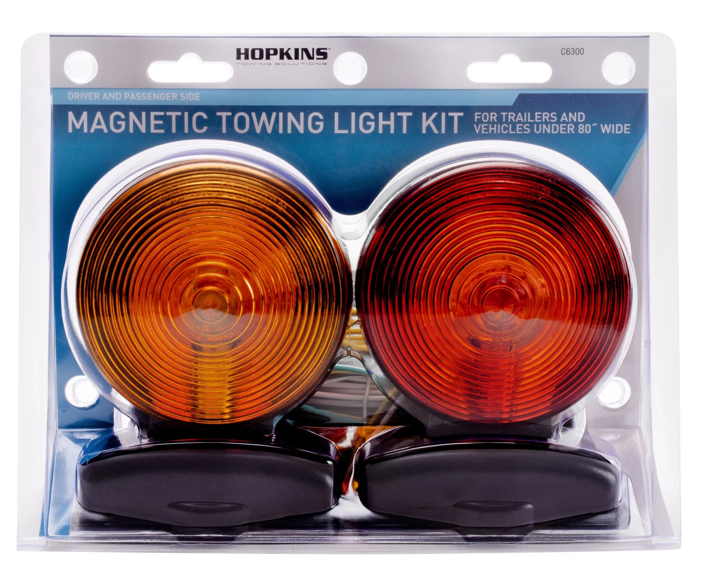 Hopkins Towing Solutions Magnetic 2 Sided Towing Light Kit, C6300, Amber and Red - Exclusive Design