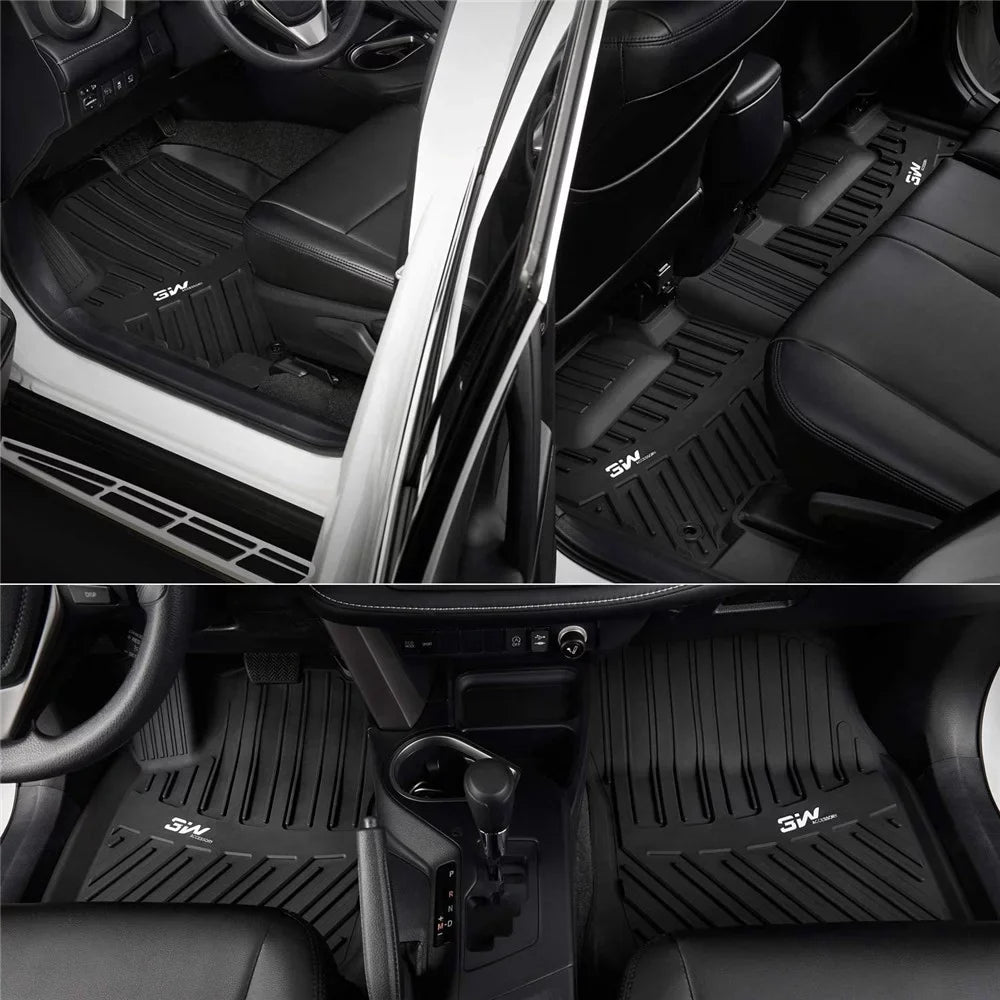 3W Floor Mats&Cargo Liner for Jeep Wrangler JL 2018-2021 with subwoofer - All Weather Floor Liners White Logo &Trunk mats for Jeep Wrangler JL Unlimited 4-Door,Black - Exclusive Design