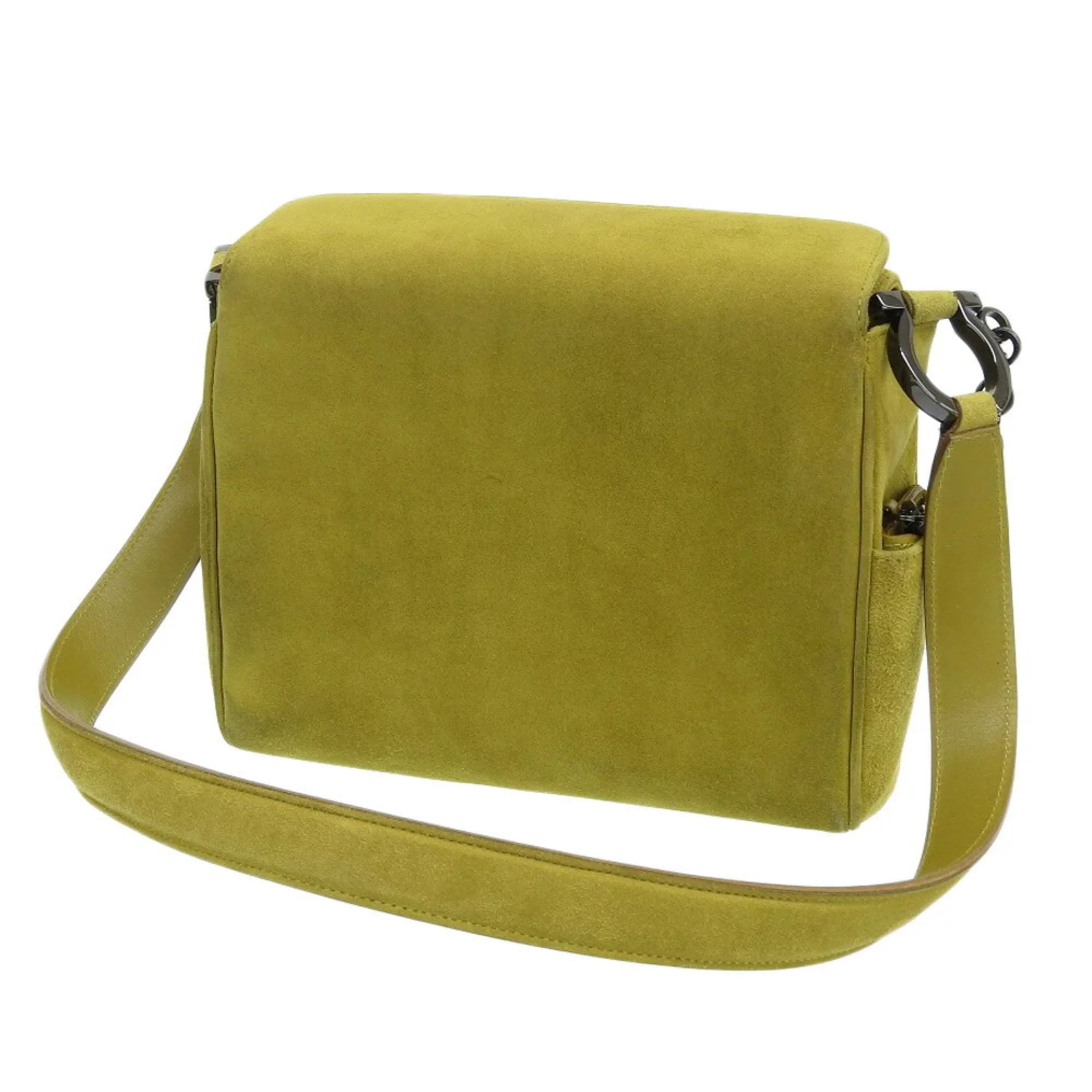 Stylish Pre-Owned Salvatore Ferragamo SALVATORE FERRAGAMO Gancini One Shoulder Bag Suede Green BC217651 (Good)