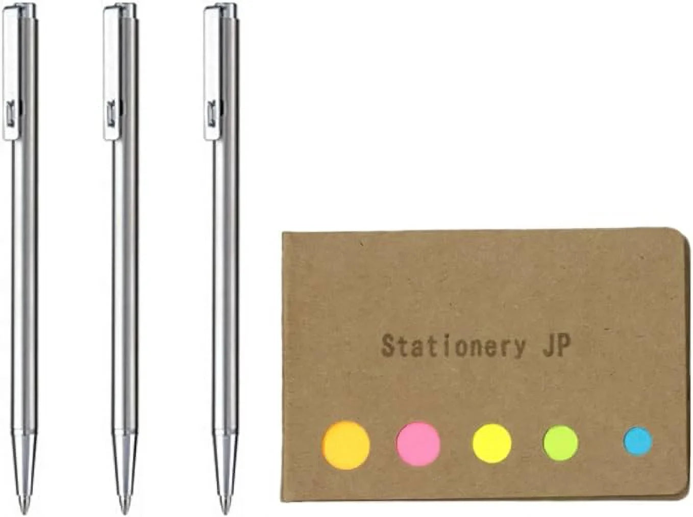 Stylish Zebra Techo T-3 Mini Ballpoint Pen for Notebook, 0.7 mm, Black Ink, 3-pack, Sticky Notes Value Set