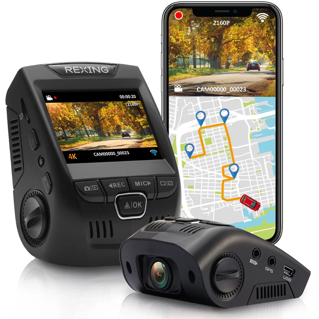 Rexing V1GW-4K Ultra HD Car Dash Cam w/Wi-Fi and GPS - Exclusive Design