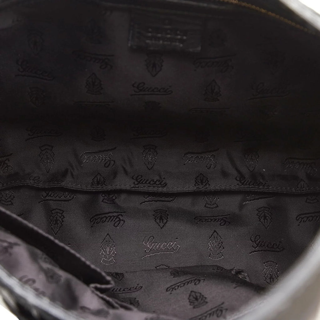 Pre-Owned Gucci Ribbon Handbag Hobo Bag 189885 Black Patent Leather Ladies GUCCI (Good)