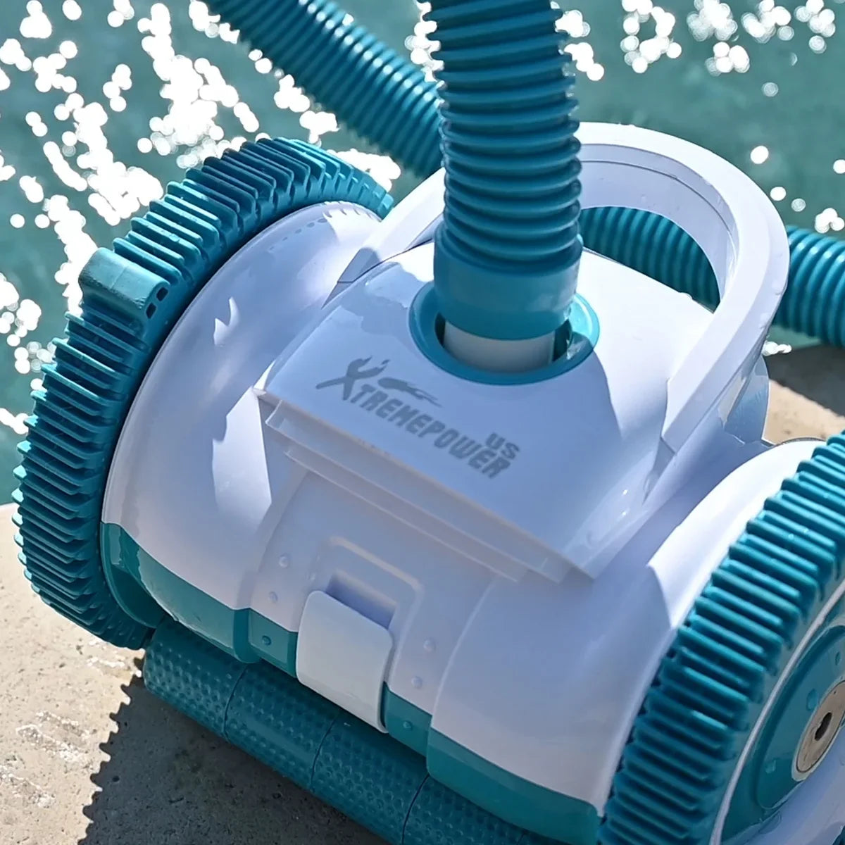 Stylish XtremepowerUS Automatic Suction Side Swimming Pool Cleaners Wall Climbing Function for Inground Pool with Hose Set