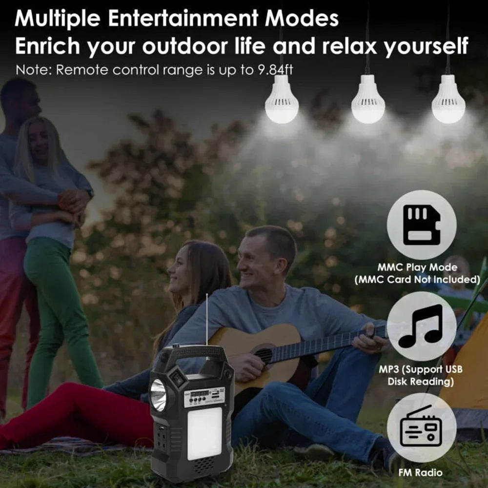 Stylish DFITO Portable Solar Powered Station, Rechargeable Solar Generator, Dual Way To Charge, Solar Panel Power Bank with 3 LED Bulbs Flashlight for Hiking Camping Emergency