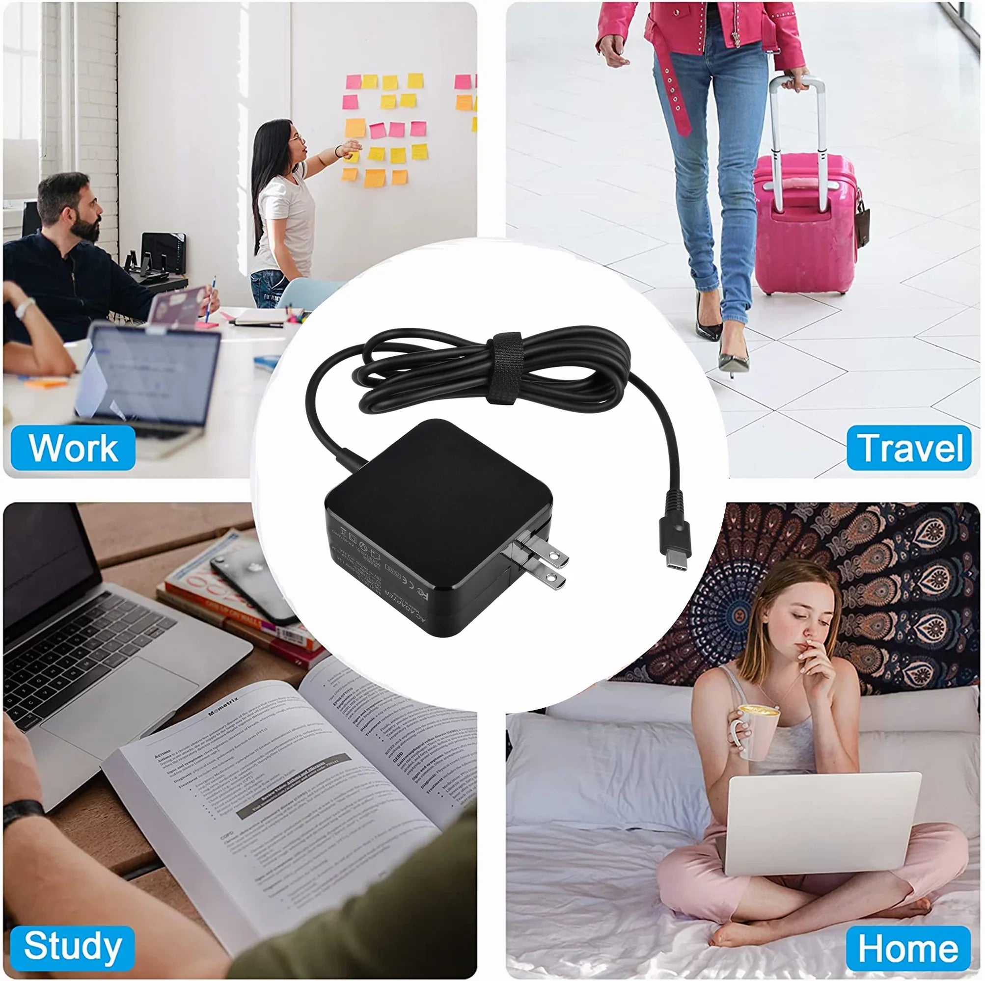KONKIN BOO Compatible 45W Type-C AC Adapter Charger Replacement for 300e Chromebook 2nd Gen MTK Type 81QC