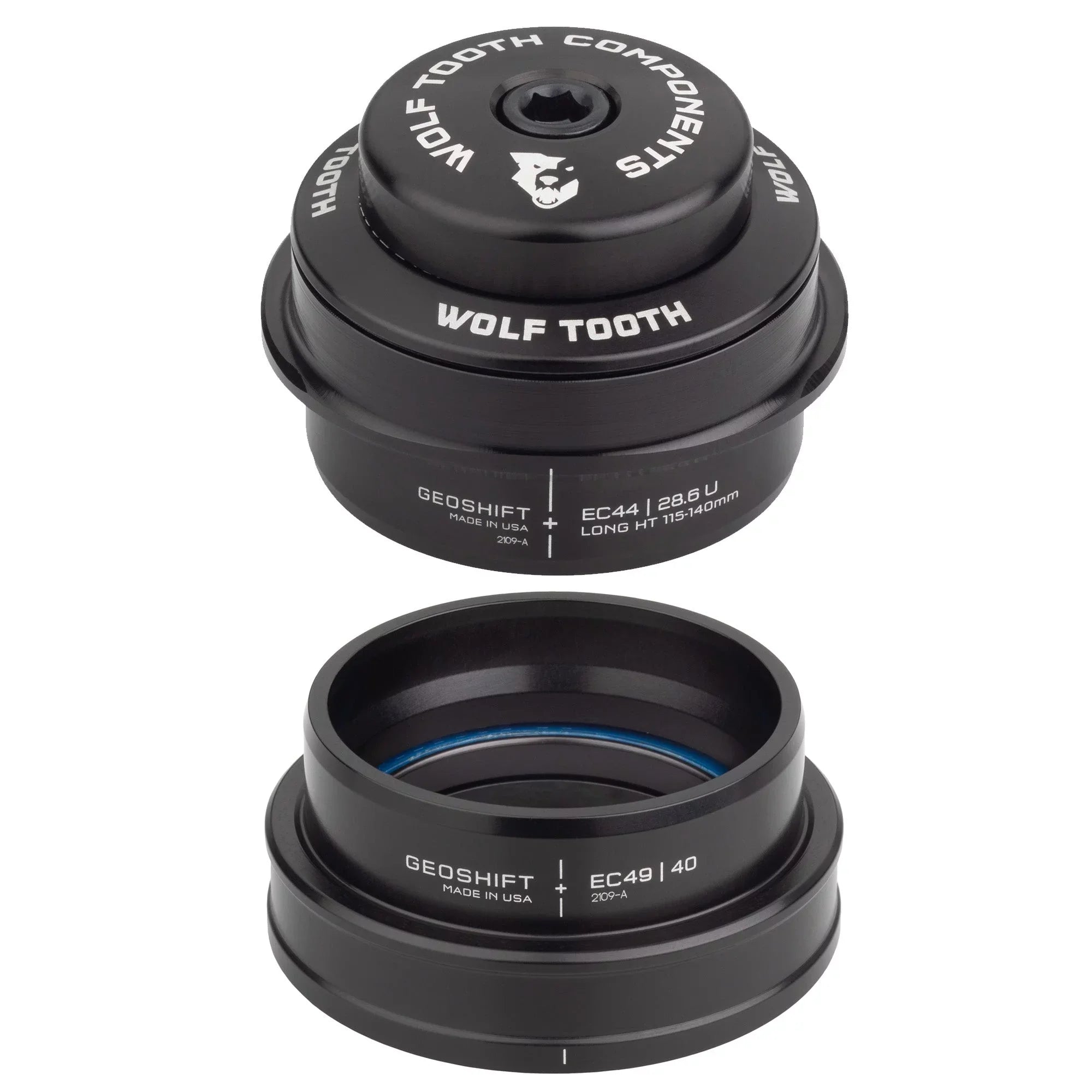 Wolf Tooth GeoShift Performance Angle Headset - 2 Deg, Long, EC44/EC49, Black