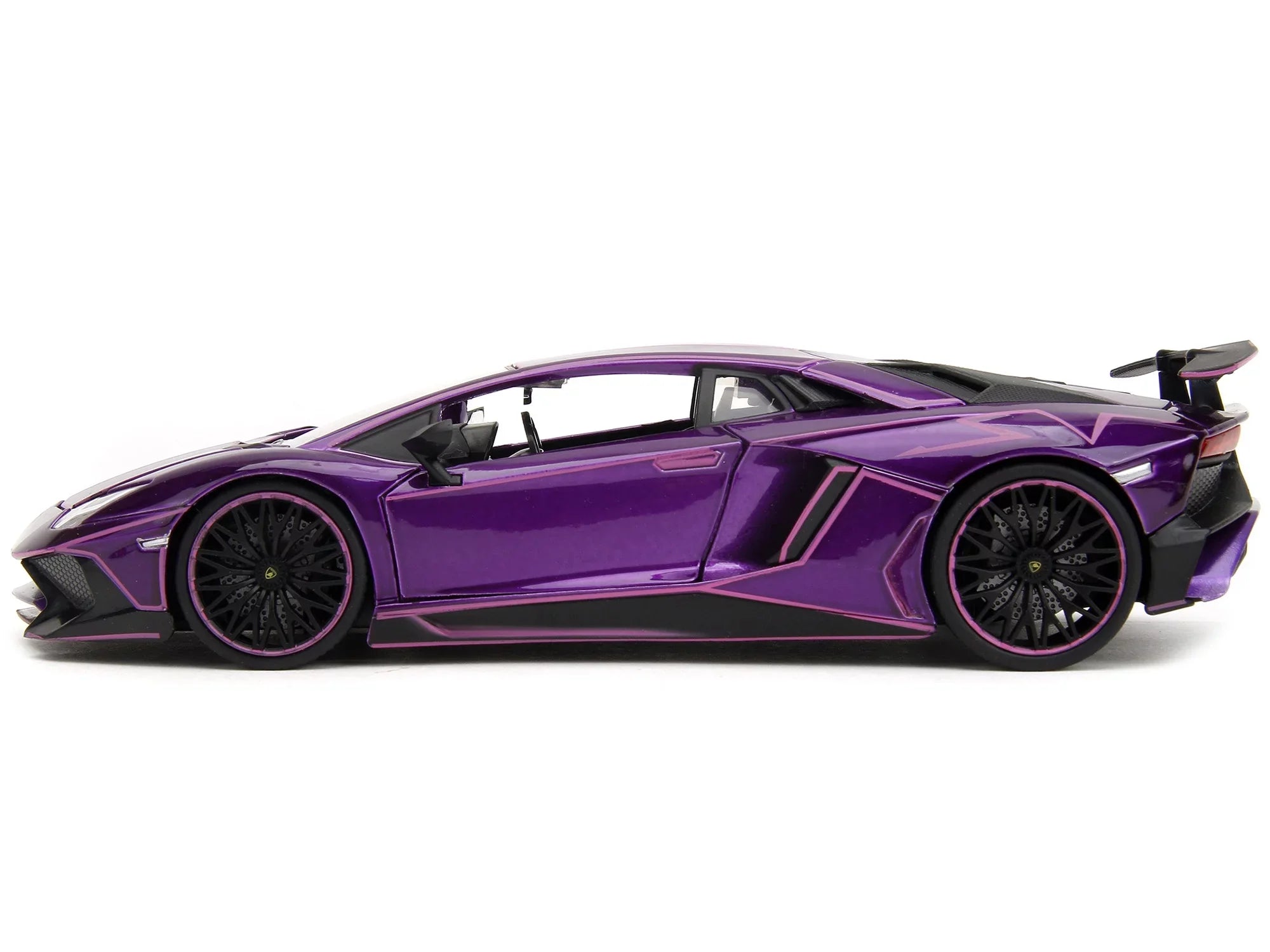 Lamborghini Aventador SV Candy Purple with Pink Graphics "Pink Slips" Series 1/24 Diecast Model Car by Jada - Exclusive Design