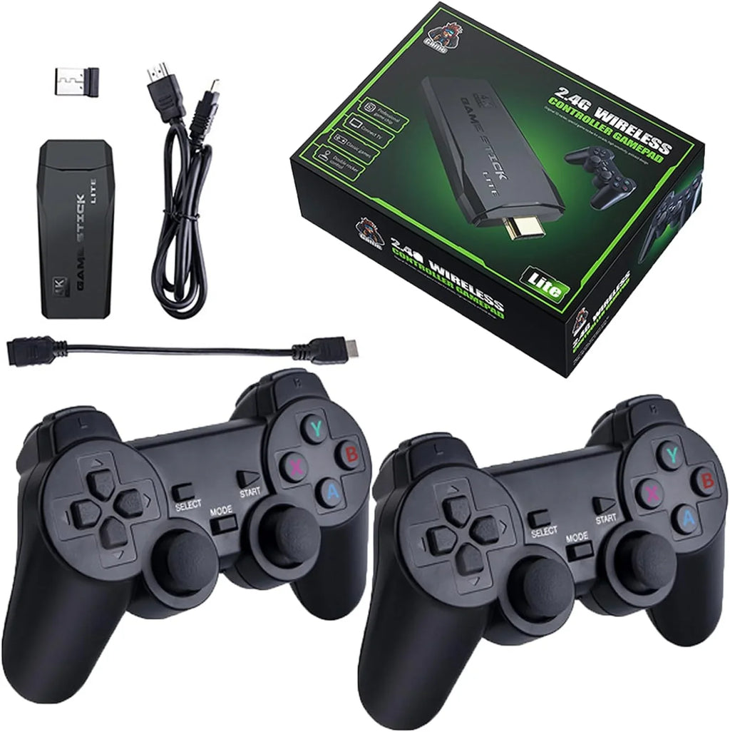 Stylish Retro Game Console, Nostalgia Video Game, Retro Game Stick Plug and Play Built-in 20,000+ Games, 4K HD Output, and 2.4GHz Wireless Controller(64G)
