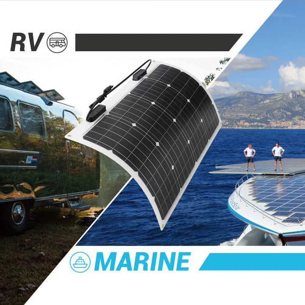 Stylish Renogy Flexible Solar Panel 50 Watt 12 Volt Monocrystalline Flexible Bendable Mono Off-Grid Charger for Marine RV Cabin Van Car Uneven Surfaces