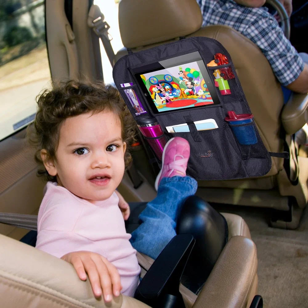 Mom's Besty Car Back Seat Organizer for Kids and Toddlers - Touch Screen Tablet Holder for Android & iOS Tablets - Multipurpose Use as Auto Seat Back Protector, Kick Mat, Car Organizer - Exclusive Design