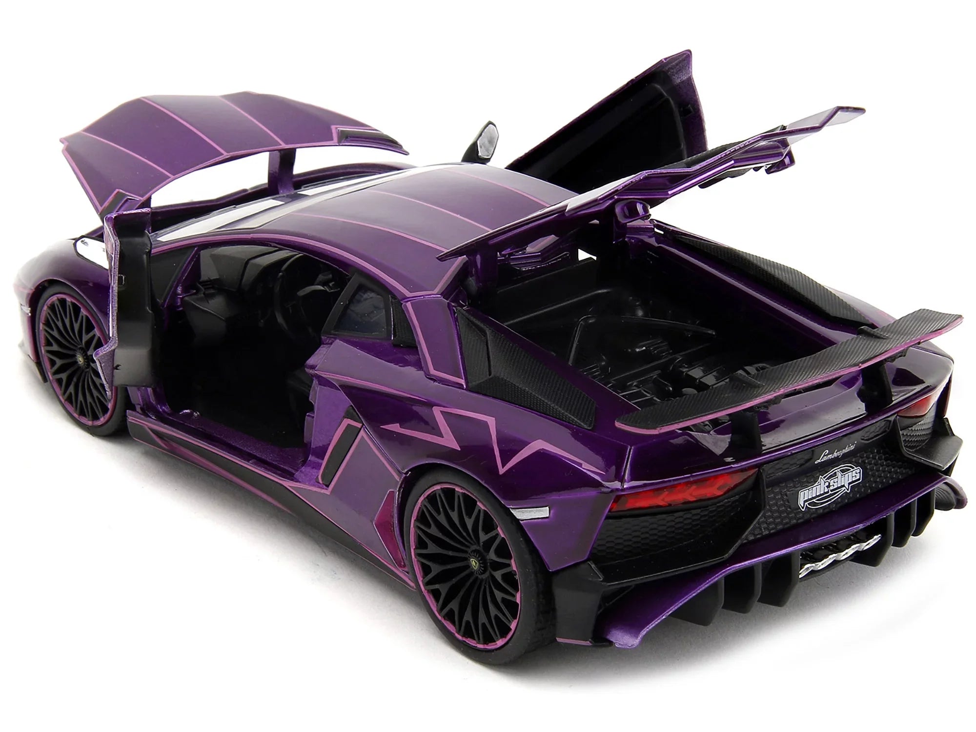Lamborghini Aventador SV Candy Purple with Pink Graphics "Pink Slips" Series 1/24 Diecast Model Car by Jada - Exclusive Design